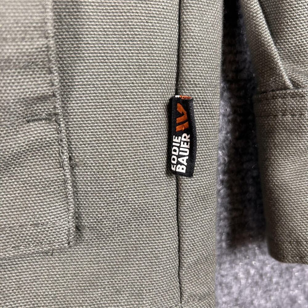 Eddie Bauer Chore Coat Jacket Mens Small Green Workwear Corduroy Collar Canvas - Picture 5 of 10